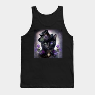 Black Cat With A Hat Tank Top